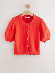 Orange red - Cardigan de cotton com botões e short sleeve - Imagem 6 de 8