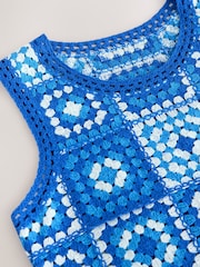 Blue Bright Square Crochet Tank with Cotton - Image 7 of 7