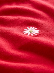 Red Flower Print Short Sleeve Crew Neck T-Shirt With Frill Edge Detail - Image 7 of 7