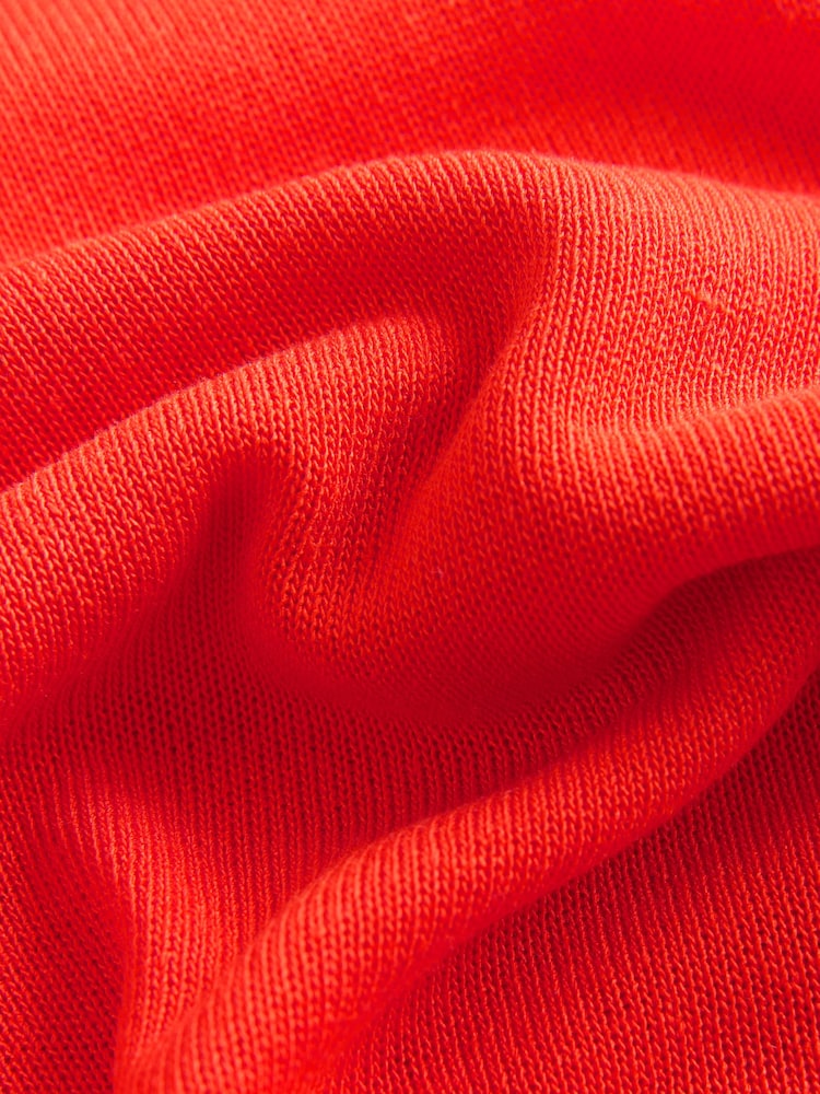 Orange Knitted Collared Short Sleeve Shirt With Linen - Image 2 of 3