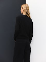 Black Soft Touch Crew Neck Jumper With Cotton - Image 3 of 8