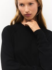 Black Soft Touch Crew Neck Jumper With Cotton - Image 4 of 8