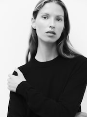 Black Soft Touch Crew Neck Jumper With Cotton - Image 5 of 8
