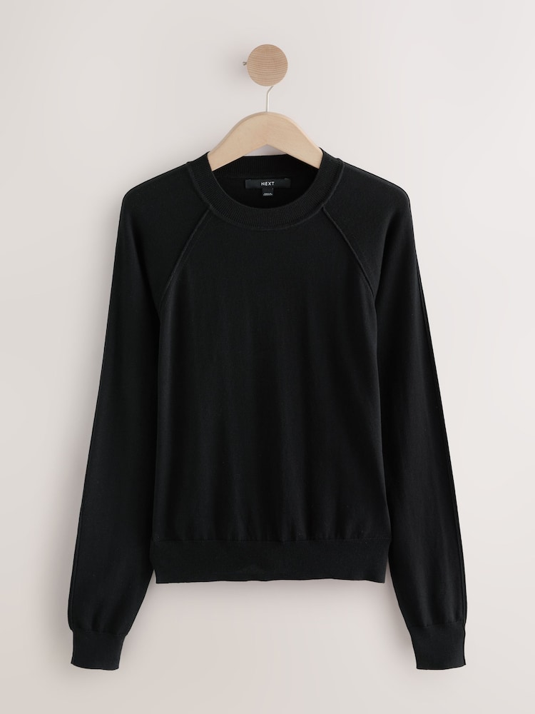 Black Soft Touch Crew Neck Cotton Rich Jumper - Image 5 of 7
