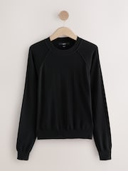 Black Soft Touch Crew Neck Jumper With Cotton - Image 6 of 8