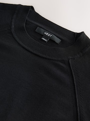 Black Soft Touch Crew Neck Jumper With Cotton - Image 8 of 8