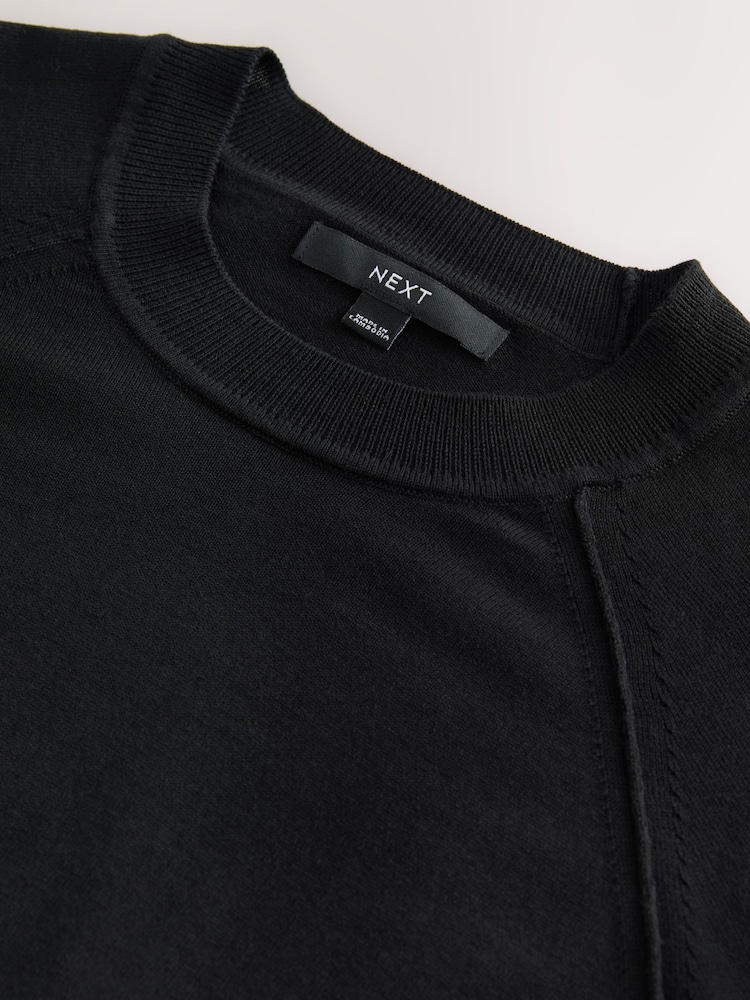 Black Soft Touch Crew Neck Jumper With Cotton - Image 8 of 8