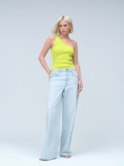 Green Lime Asymmeric One Shoulder Top - Image 2 of 7