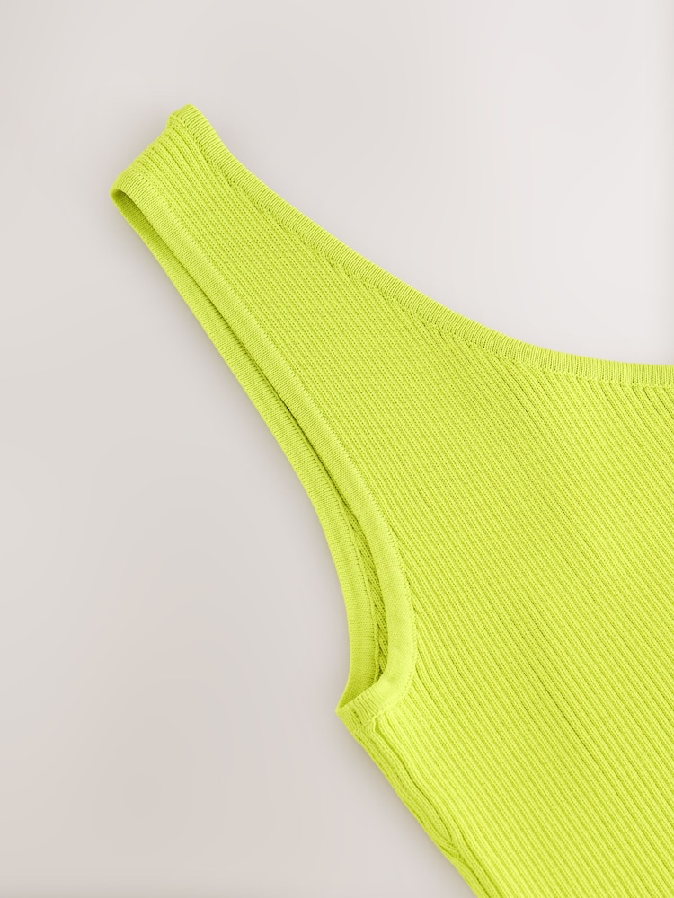 Green Lime Asymmeric One Shoulder Top - Image 7 of 7