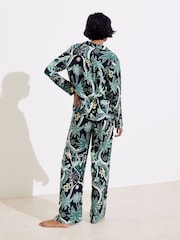 Oliver Bonas Black Disco Jungle Shirt & Trousers Pyjamas Set - Image 2 of 8