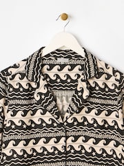 Oliver Bonas Black Wave Shirt & Trousers Pyjamas Set - Image 4 of 7