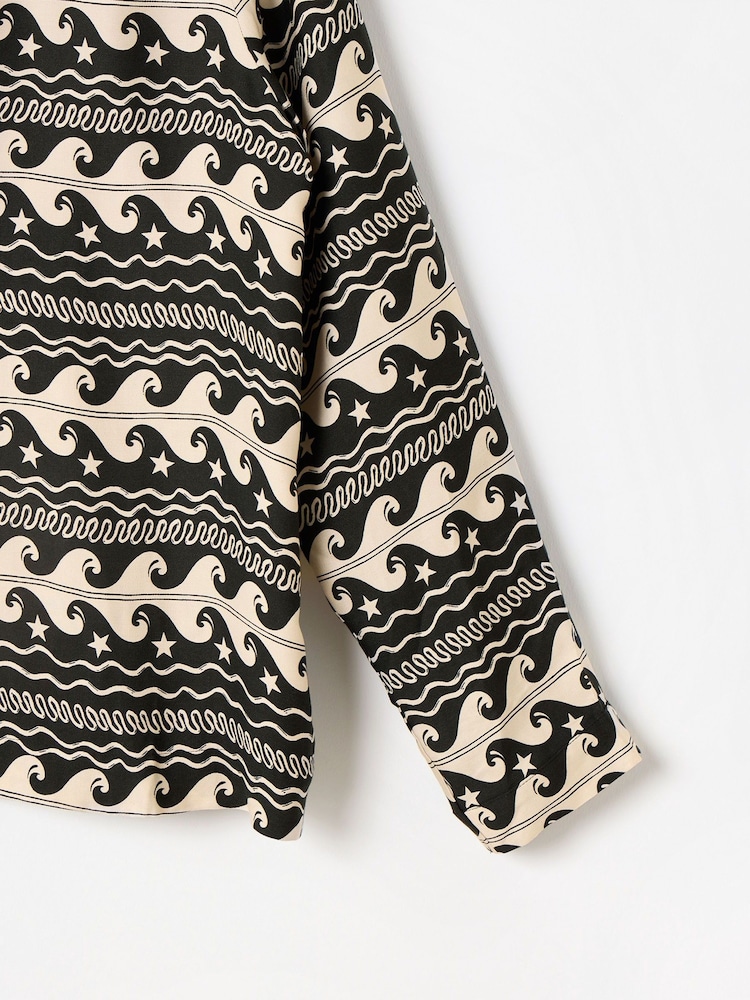 Oliver Bonas Black Wave Shirt & Trousers Pyjamas Set - Image 7 of 7