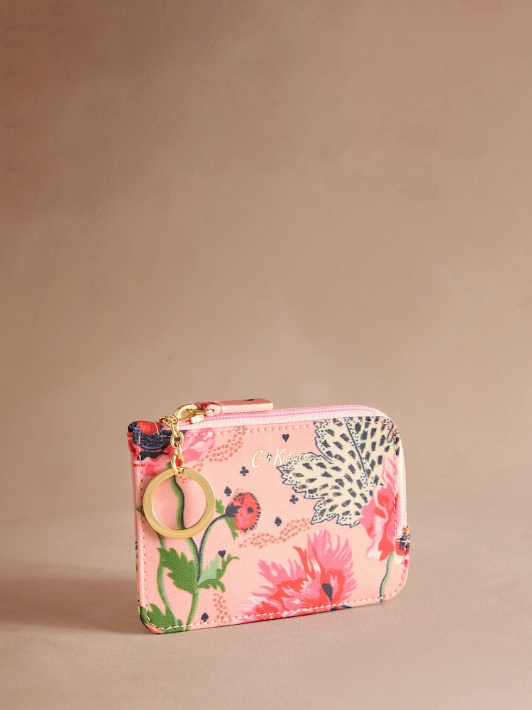 Cath Kidston Pink Leopard Poppies Card Coin Purse - Image 1 of 3