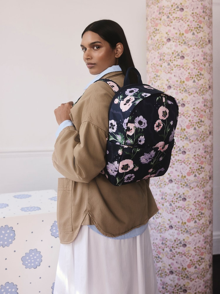Cath Kidston Navy Peony Deck Compact Backpack - Image 1 of 5