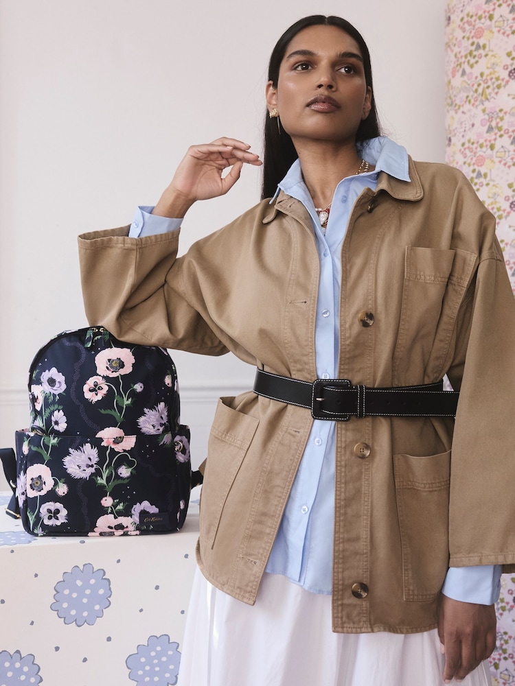 Cath Kidston Navy Peony Deck Compact Backpack - Image 2 of 5