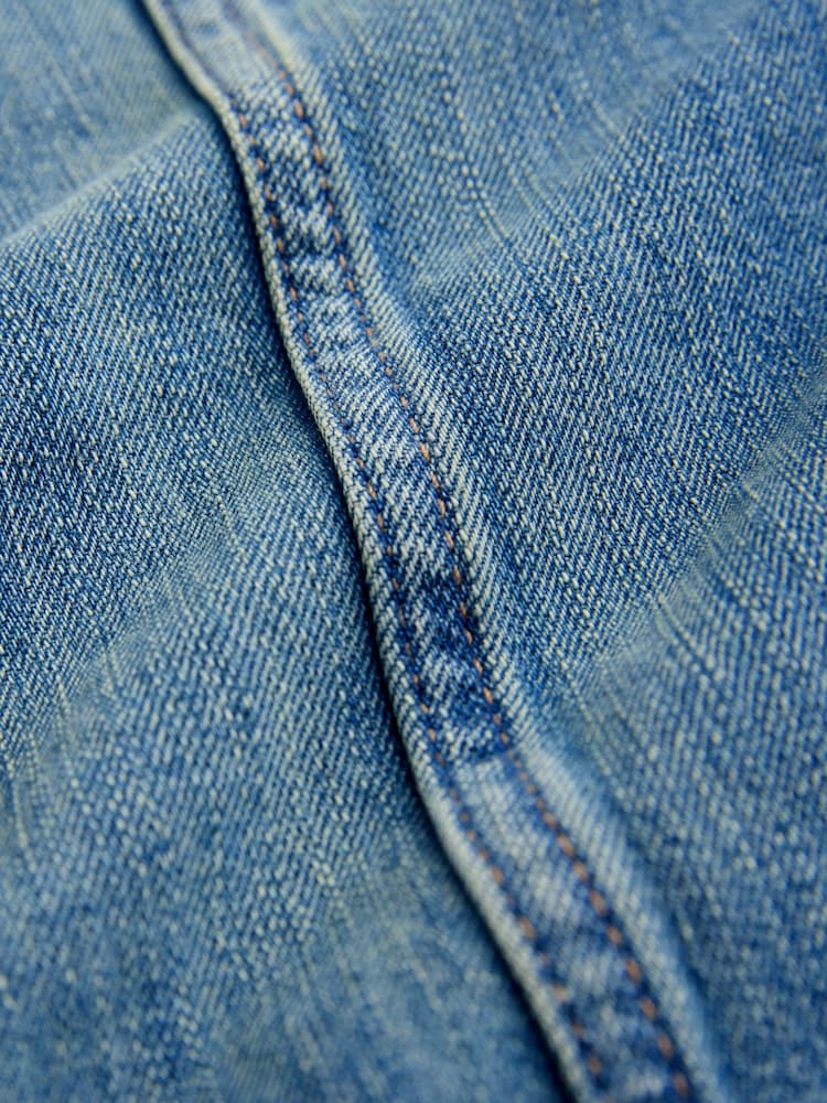 Tinte verde - Minivestido de denim sin cuello de manga larga 100% algodón - Imagen 3 de 3 Tinte verde - Minivestido de denim sin cuello de manga larga 100% algodón - Imagen 3 de 3