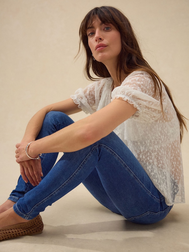 Mid Blue Denim Wash Lift Slim And Shape Skinny Jeans - Image 1 of 9