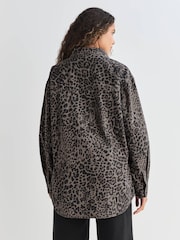 Leopard Print Oversize Denim Shirt - Image 4 of 9