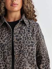Leopard Print Oversize Denim Shirt - Image 5 of 9