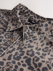 Leopard Print Oversize Denim Shirt - Image 8 of 9