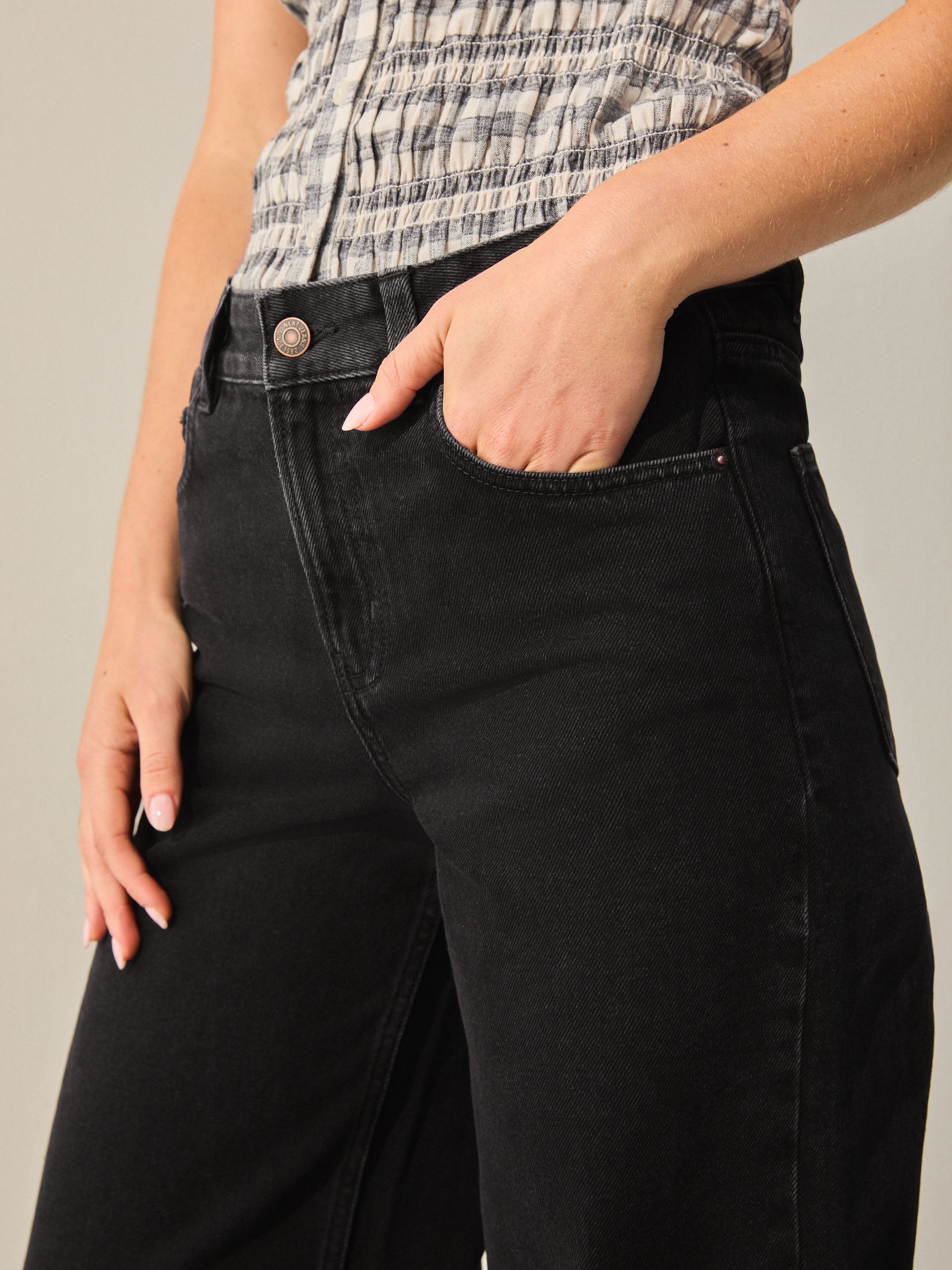 Buy Black Wide Leg Denim Jeans from Next Jordan