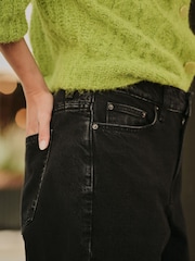 Schwarz - Straight-Fit-Jeans in Knöchellänge mit mittelhohem Bund - Bild 5 von 8