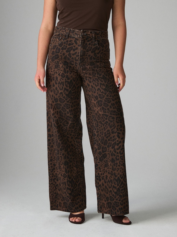 Leopard Print Hourglass Wide Leg Jeans - Image 2 of 8 Leopard Print Hourglass Wide Leg Jeans - Image 2 of 8