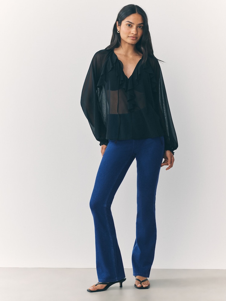 Dark Blue Jersey Bootcut Leggings - Image 1 of 6