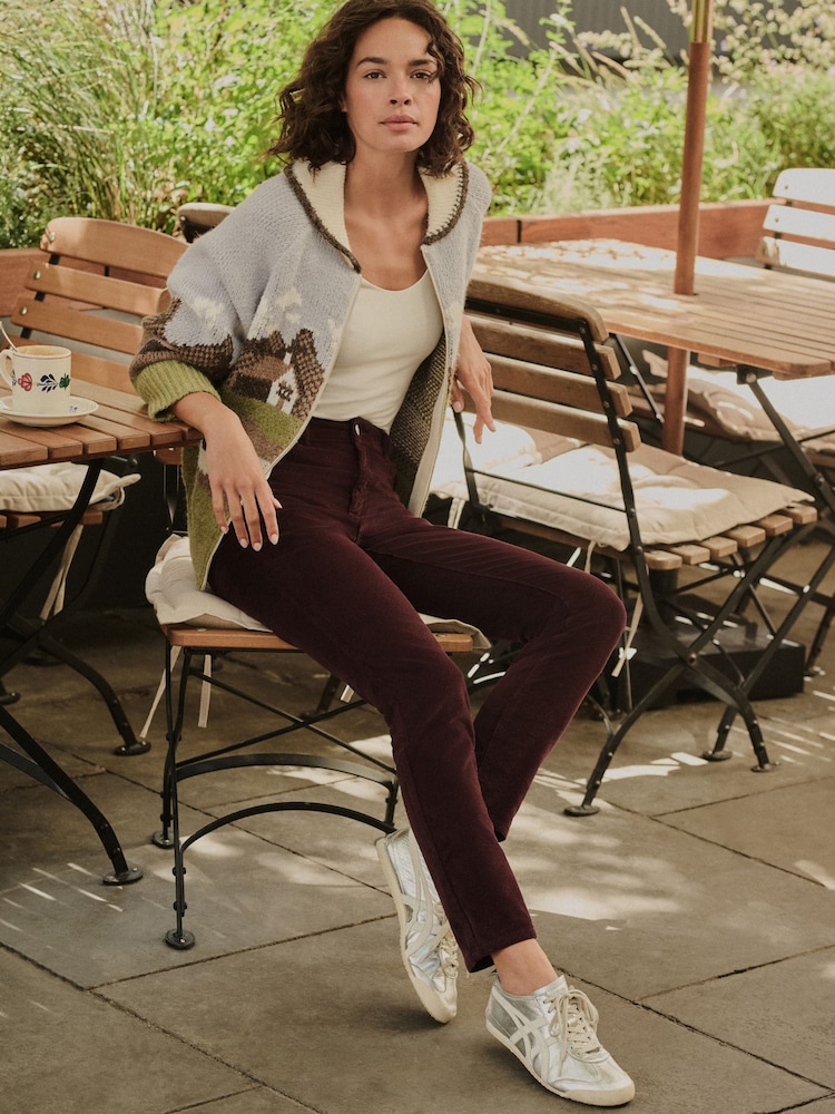 Berry Red Slim Cord Jeans - Image 1 of 9