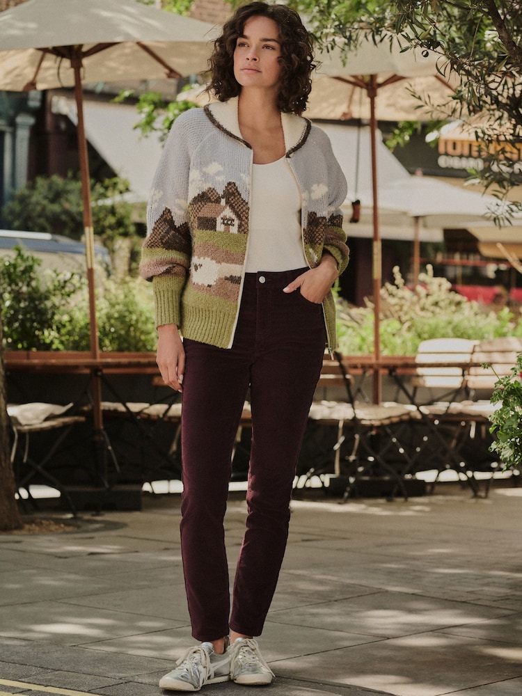 Berry Red Slim Cord Jeans - Image 2 of 9