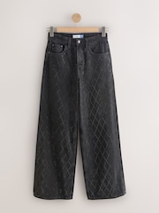 Black Embellished Wide Leg Jeans - Image 7 of 9