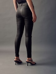 Chocolate Brown Coated Denim Skinny Jeans - Image 5 of 9