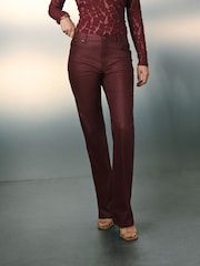 Burgundy Red Coated Bootcut Jeans - Image 3 of 9