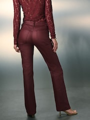 Burgundy Red Coated Bootcut Jeans - Image 5 of 9