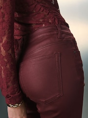 Burgundy Red Coated Bootcut Jeans - Image 6 of 9