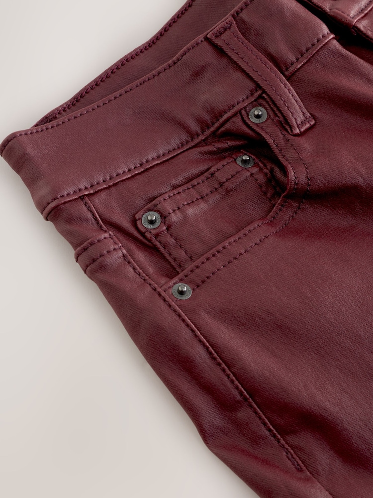 Burgundy Red Coated Bootcut Jeans - Image 9 of 9