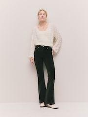Khaki Green High Rise Cord Flare Jeans - Image 1 of 5