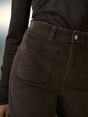 Chocolate Brown Velvet Cord Patch Pocket Wide Leg Jeans - Image 5 of 6