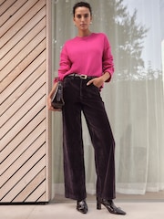 Chocolate Brown Flocked N. Premium Wide Leg Jeans - Image 1 of 9