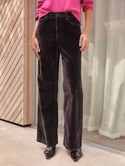 Chocolate Brown Flocked N. Premium Wide Leg Jeans - Image 2 of 9