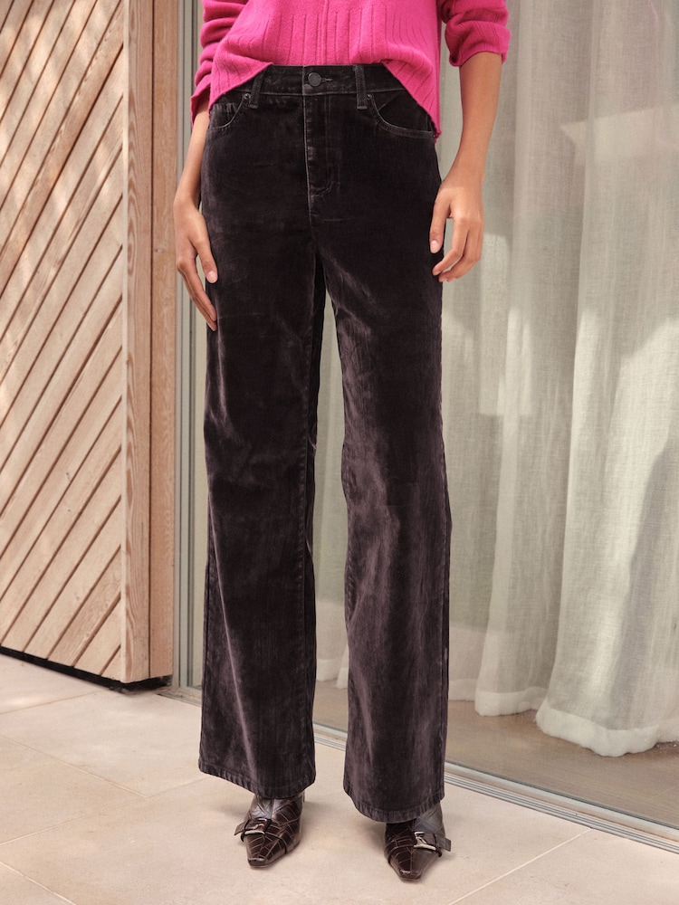 Chocolate Brown Flocked N. Premium Wide Leg Jeans - Image 2 of 9 Chocolate Brown Flocked N. Premium Wide Leg Jeans - Image 2 of 9