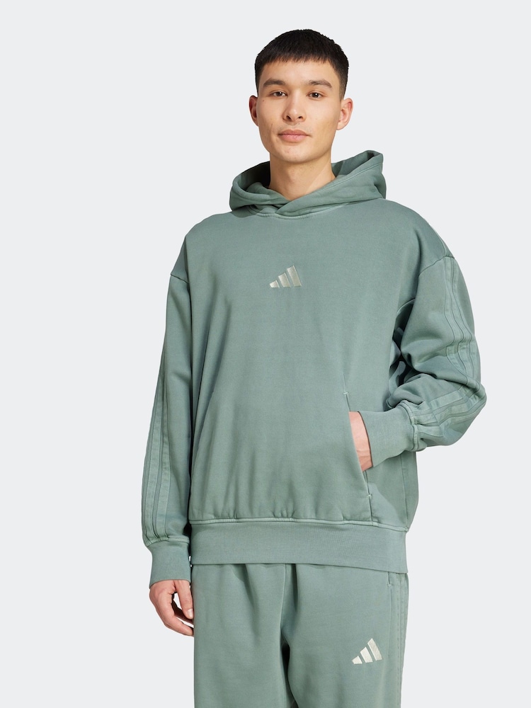 adidas Green All SZN Fleece Washed Hoodie - Image 1 of 1