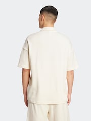 adidas White All Szn Waffle Knit Half Zip Polo Shirt - Image 2 of 6