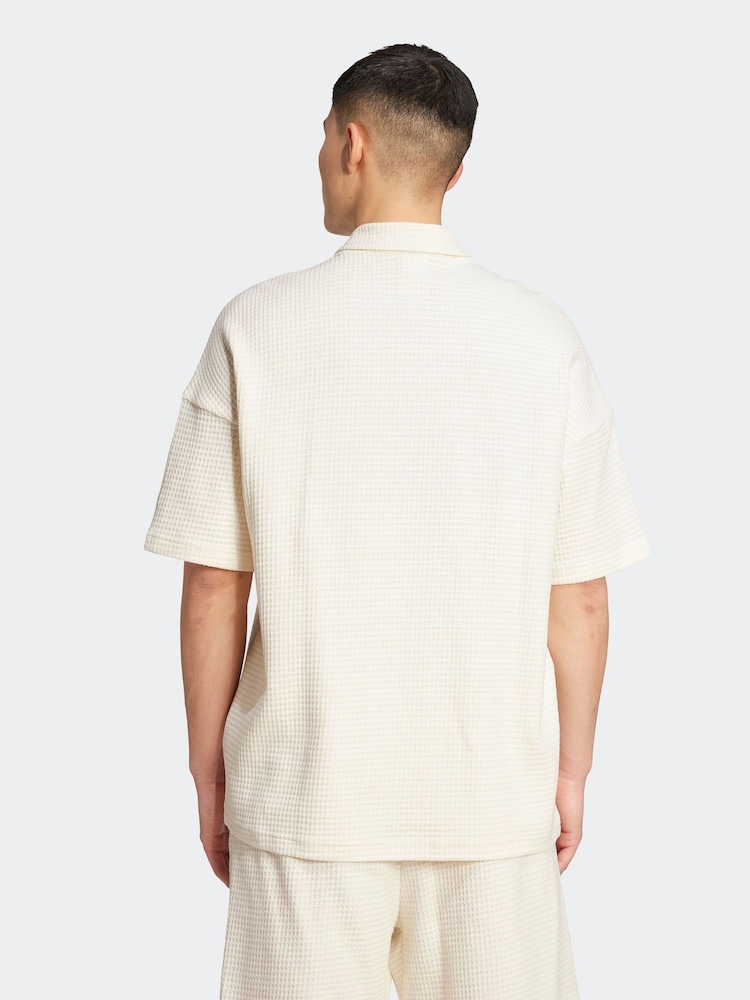 adidas White All Szn Waffle Knit Half Zip Polo Shirt - Image 2 of 6 adidas White All Szn Waffle Knit Half Zip Polo Shirt - Image 2 of 6