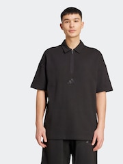 adidas Black adidas All SZN Waffle Knit Half-Zip Polo - Image 1 of 1