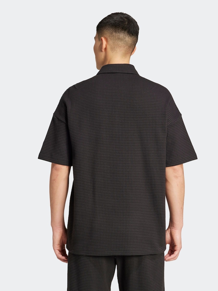 adidas Black adidas All SZN Waffle Knit Half-Zip Polo - Image 2 of 6