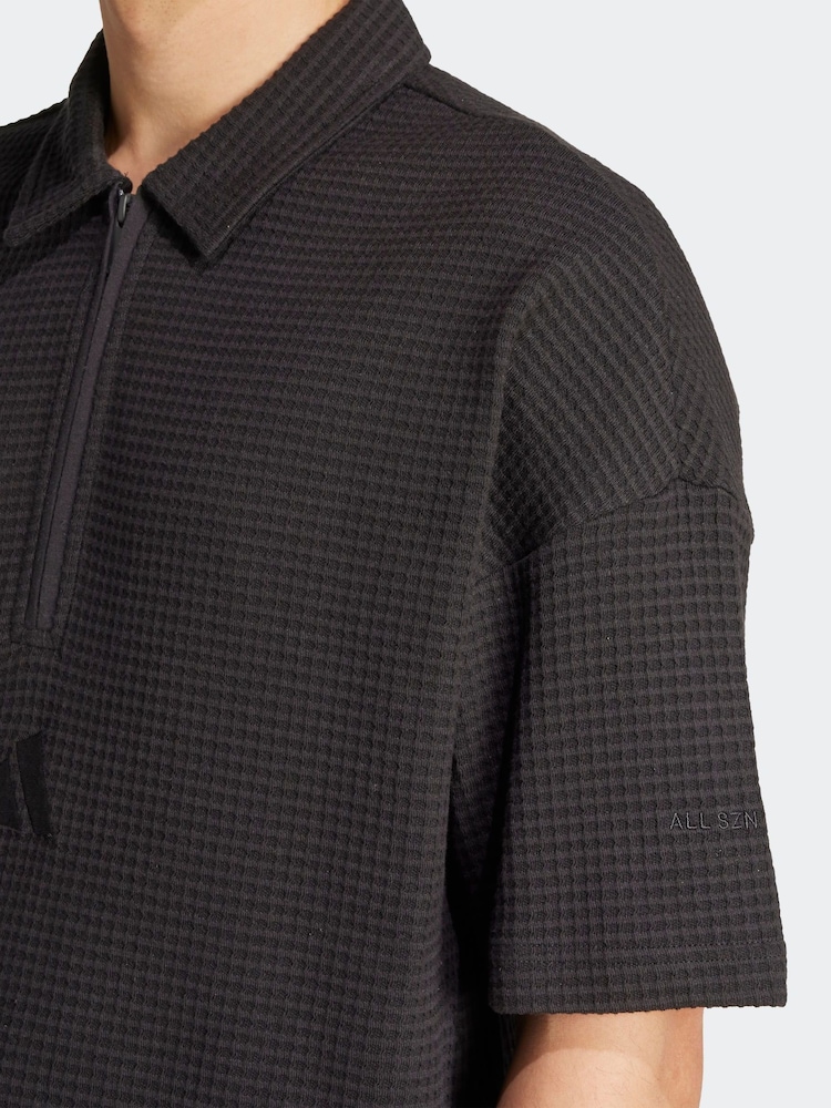 Buy adidas Black All Szn Waffle Knit Half Zip Polo Shirt from Next USA