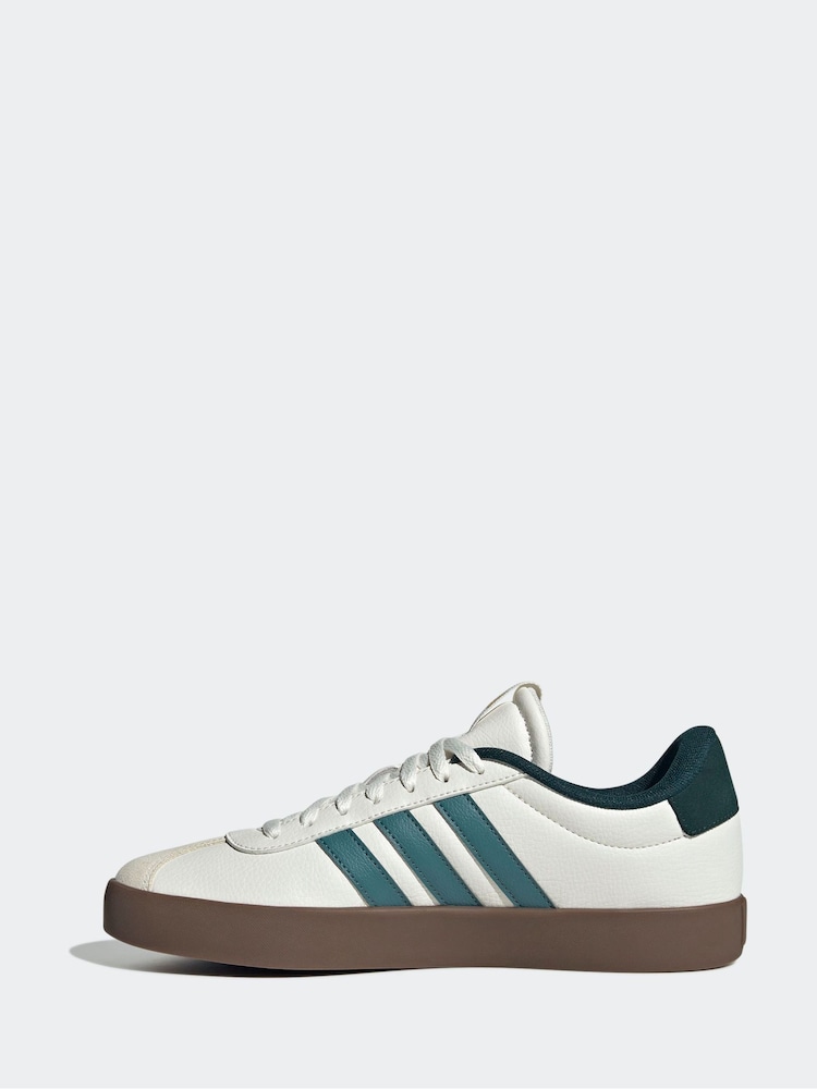 adidas White/Green VL Court Trainers - Image 2 of 9