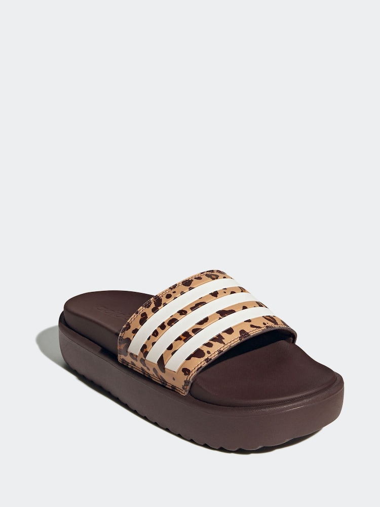adidas Brown Adilette Sandals - Image 1 of 9 adidas Brown Adilette Sandals - Image 1 of 9
