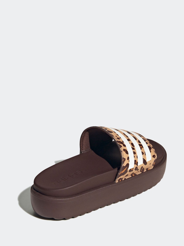 adidas Brown Adilette Sandals - Image 2 of 9 adidas Brown Adilette Sandals - Image 2 of 9
